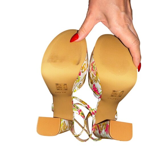 Aldo Aneissa Platform Sandals Size 9 US Multicolor Floral Pattern Sexy Shoes Y2K - Picture 8 of 10